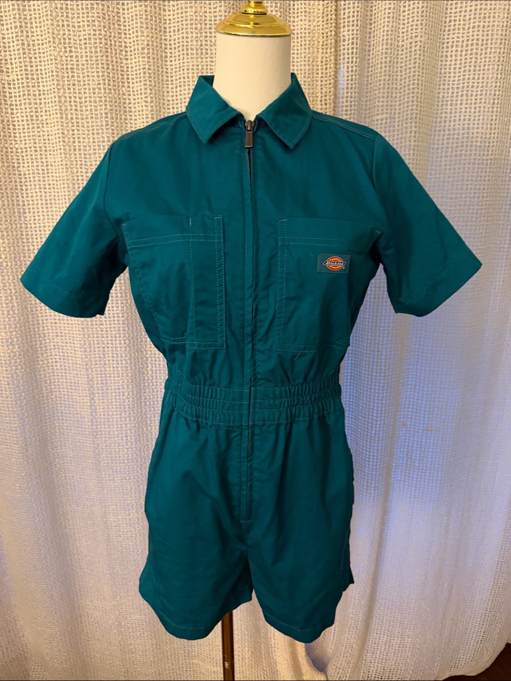 Dickies Teal Short Sleeve Utility Romper for Women